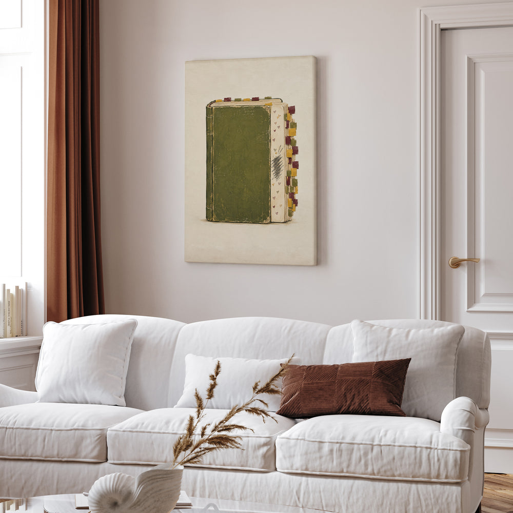 Annotated – Bookish Wall Art with Margins Full of Tiny Hearts – Canvas Wall Art