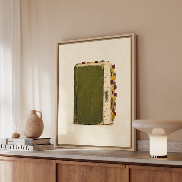 Annotated – Bookish Wall Art with Margins Full of Tiny Hearts – Canvas / Framed Canvas