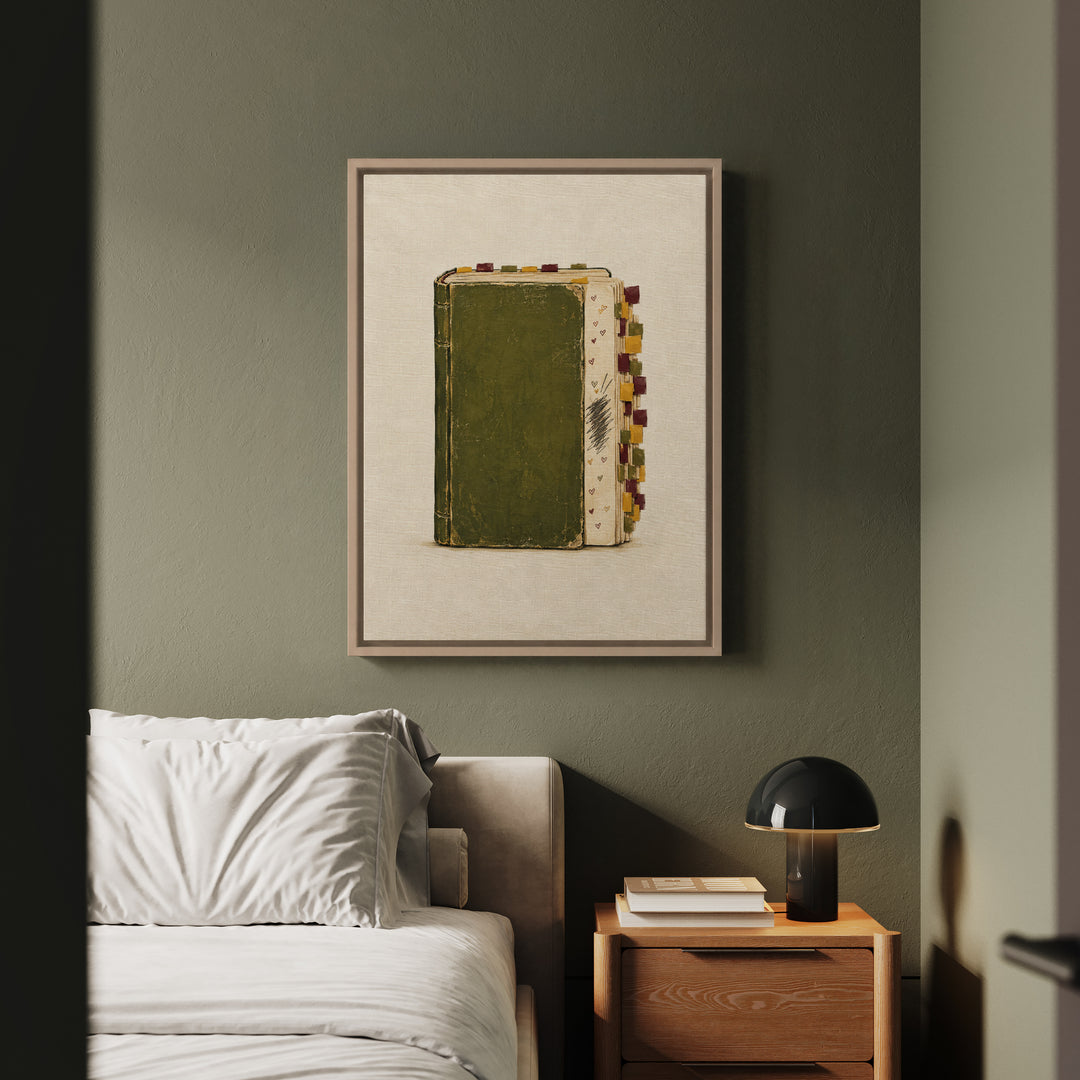 Annotated – Bookish Wall Art with Margins Full of Tiny Hearts – Canvas / Framed Canvas