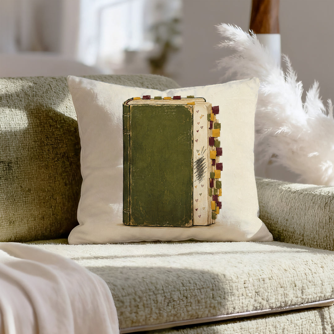Annotated – Bookish Decor with Margins Full of Tiny Hearts – Pillow Cover