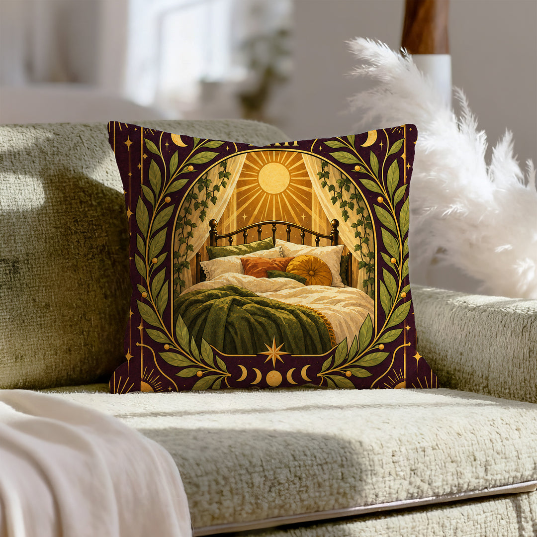 Tarot: The Nap – Witchy Wall Decor with an Invented Card Number 22 – Pillow / Cover