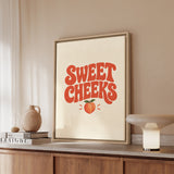 Sweet Cheeks – Funny Bathroom Wall Art with a Subtle Peach Below – Framed Canvas Wall Art