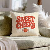 Sweet Cheeks – Funny Bathroom Decor with a Subtle Peach Below – Throw Pillow
