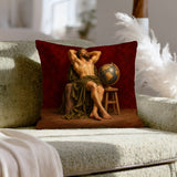 Atlas, On Break – Greek Mythology Decor with a Globe Set Down – Throw Pillow