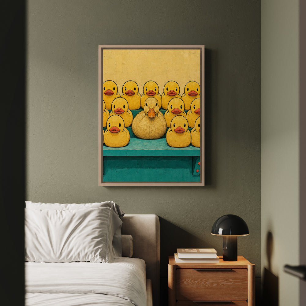 The Duck Collector – Duck Wall Art with a Rubber Fleet in the Bath – Framed Canvas Wall Art