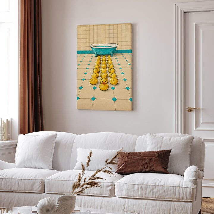 Duck Parade – Duck Wall Art with a Marching Rubber Fleet – Canvas Wall Art