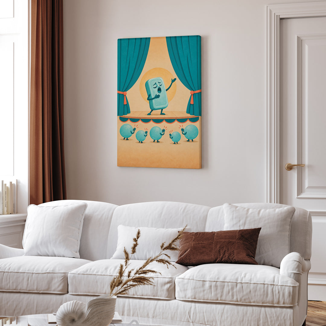 Soap Opera – Funny Bathroom Art with an Amber Lit Still Life – Canvas / Framed Canvas