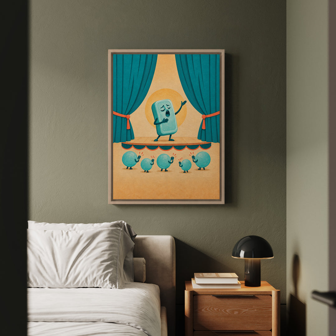 Soap Opera – Funny Bathroom Art with an Amber Lit Still Life – Canvas / Framed Canvas