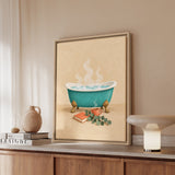 Bubble Bath Still Life – Funny Bathroom Wall Art with a Clawfoot Tub Scene – Framed Canvas Wall Art