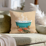 Bubble Bath Still Life – Funny Bathroom Decor with a Clawfoot Tub Scene – Throw Pillow