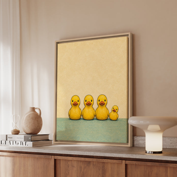 Rubber Duck Family Portrait – Funny Bathroom Wall Art with a Victorian Bath Toy Photo – Canvas / Framed Canvas