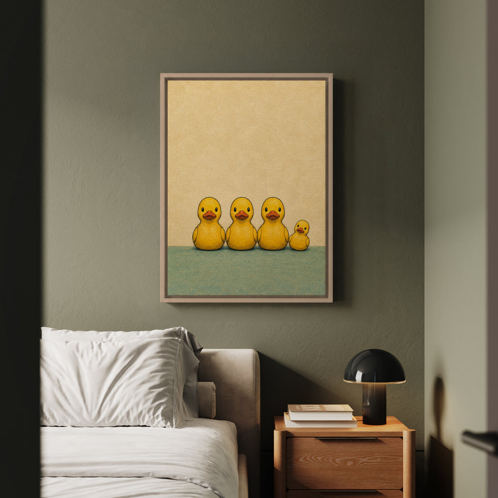 Rubber Duck Family Portrait – Funny Bathroom Wall Art with a Victorian Bath Toy Photo – Framed Canvas Wall Art