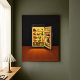 Midnight Kitchen – Kitchen Wall Art with a Fridge Glow at 2 AM – Canvas Wall Art