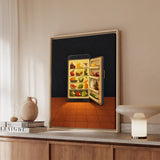 Midnight Kitchen – Kitchen Wall Art with a Fridge Glow at 2 AM – Framed Canvas Wall Art
