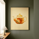Tea, Steeping – Tea Wall Art with a Glass Pot and Blooming Color – Canvas Wall Art
