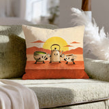 Team Matcha vs Team Espresso – Kitchen Decor with a Green Bowl Facing a Dark Shot – Throw Pillow