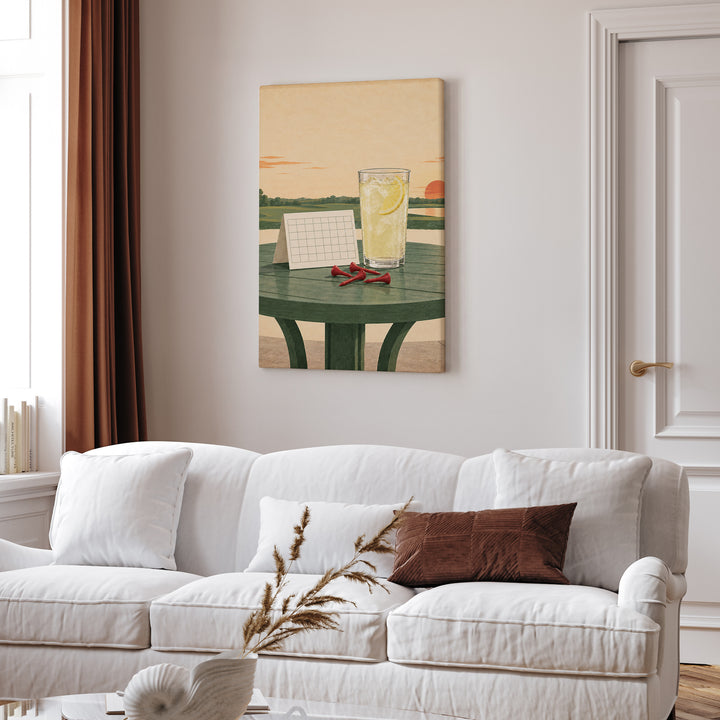 The 19th Hole, Unattended – Golf Wall Art with Tees and a Sweating Lemonade – Canvas Wall Art