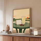 The 19th Hole, Unattended – Golf Wall Art with Tees and a Sweating Lemonade – Framed Canvas Wall Art