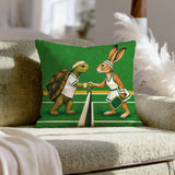 Sunday League – Pickleball Decor with a Tortoise and Hare Handshake – Throw Pillow