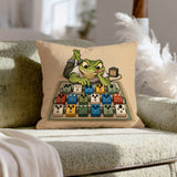 The Tone Chaser – Guitar Decor with a Frog and Seventeen Pedals – Throw Pillow