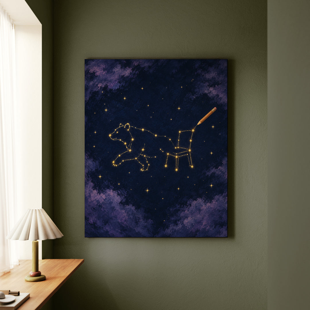 Connect the Stars – Celestial Wall Art with a Half Drawn Constellation – Canvas Wall Art