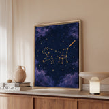 Connect the Stars – Celestial Wall Art with a Half Drawn Constellation – Framed Canvas Wall Art