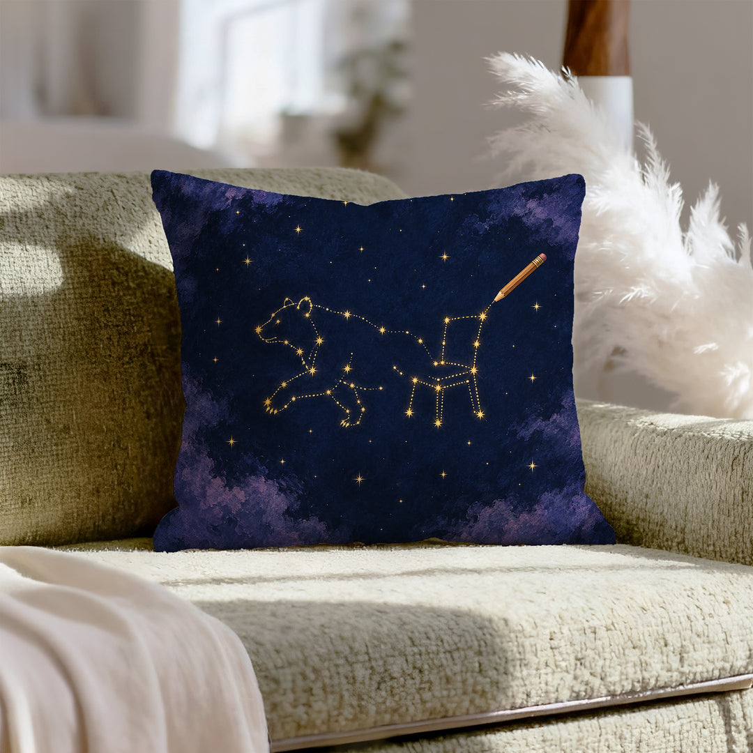 Connect the Stars – Celestial Decor with a Half Drawn Constellation – Pillow Cover