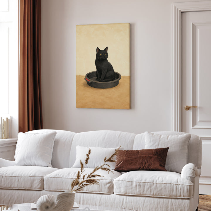 Oil Change Day – Motorcycle Wall Art with a Cat in the Drain Pan – Canvas Wall Art