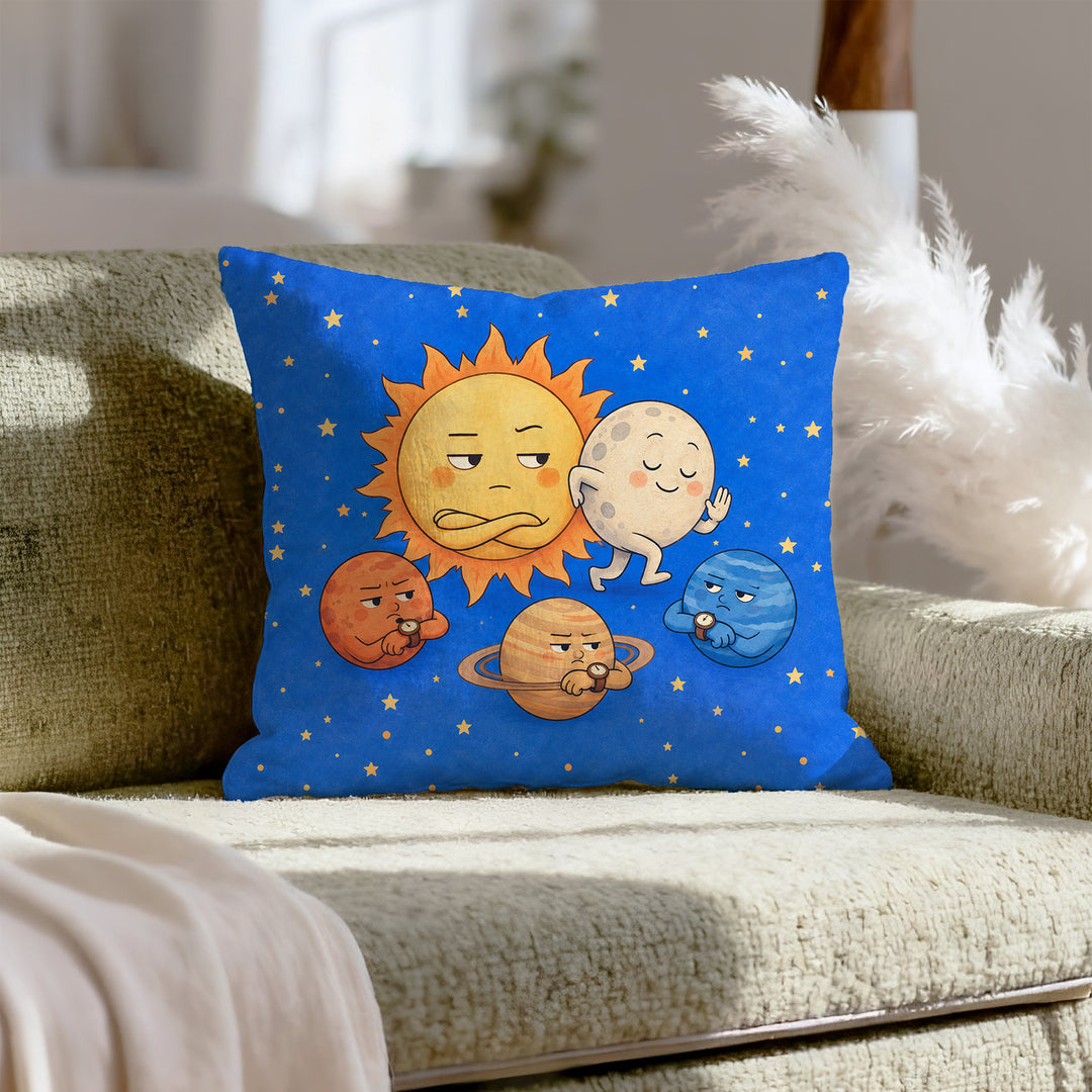 Eclipse: Excuse Me – Celestial Decor with a Polite Squeeze Past – Throw Pillow