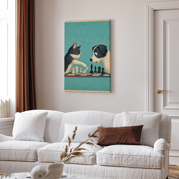 Checkmate – Quirky Wall Art with a Chessboard and a Tipped King – Canvas Wall Art