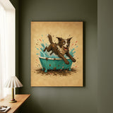Mud Escape – Dog Bathroom Art with a Soapy Tub Getaway – Canvas Wall Art