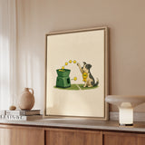 Ball Machine – Tennis Wall Art with a Dog Outpacing the Feeder – Framed Canvas Wall Art