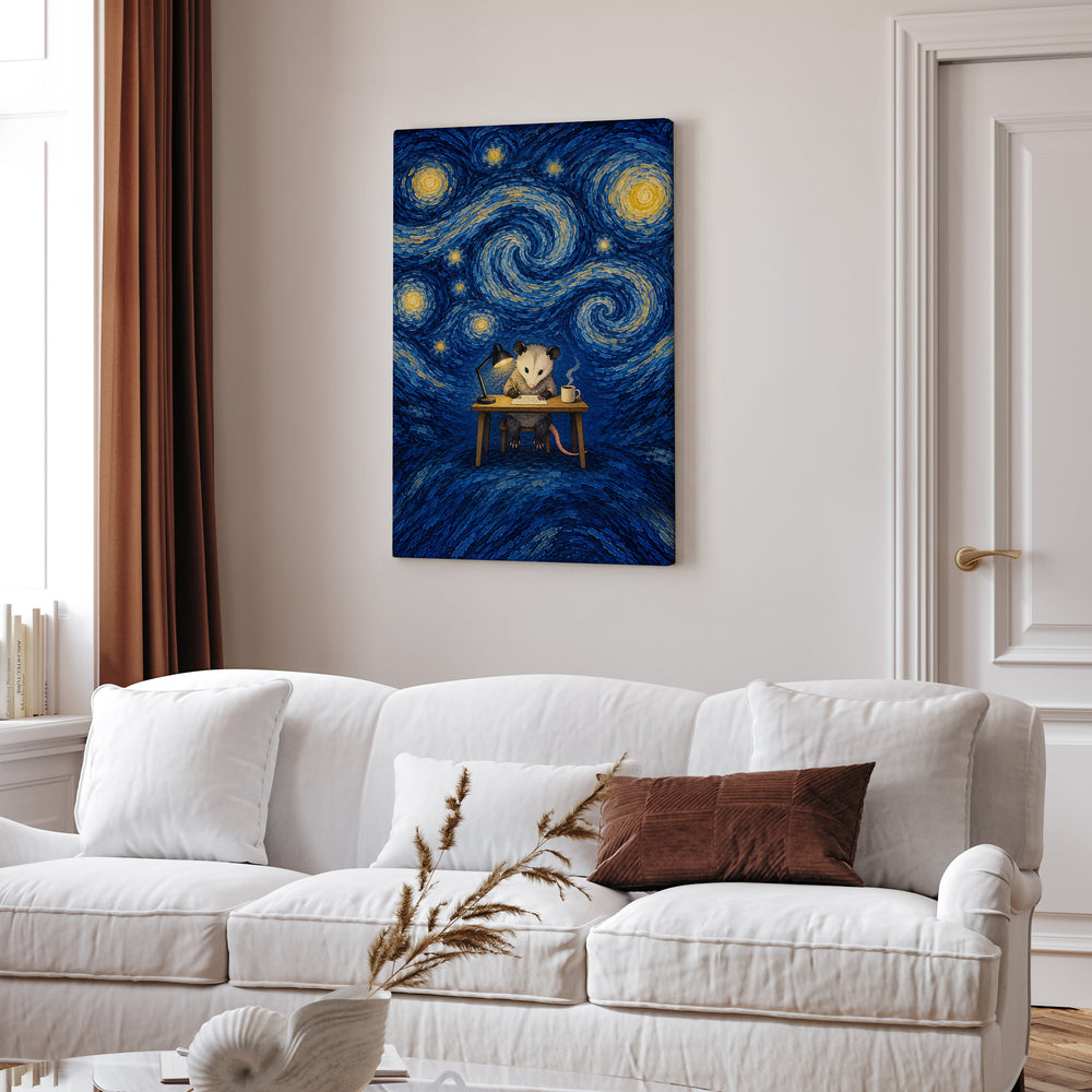 The Night Shift – Starry Night Wall Art with a Swirling Blue Sky – Canvas Wall Art