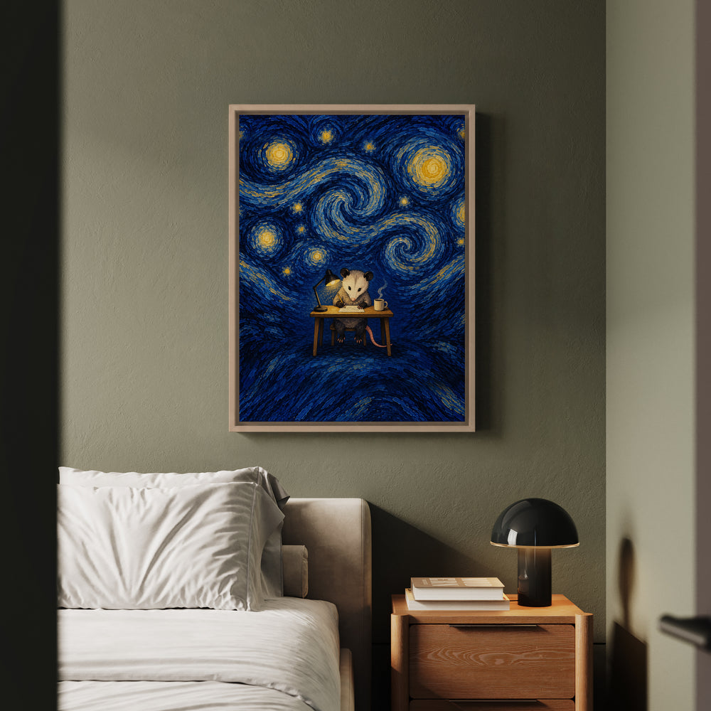 The Night Shift – Starry Night Wall Art with a Swirling Blue Sky – Framed Canvas Wall Art