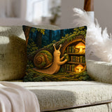 The Moss Librarian – Moss Decor with a Snail Shelving Tiny Volumes – Throw Pillow