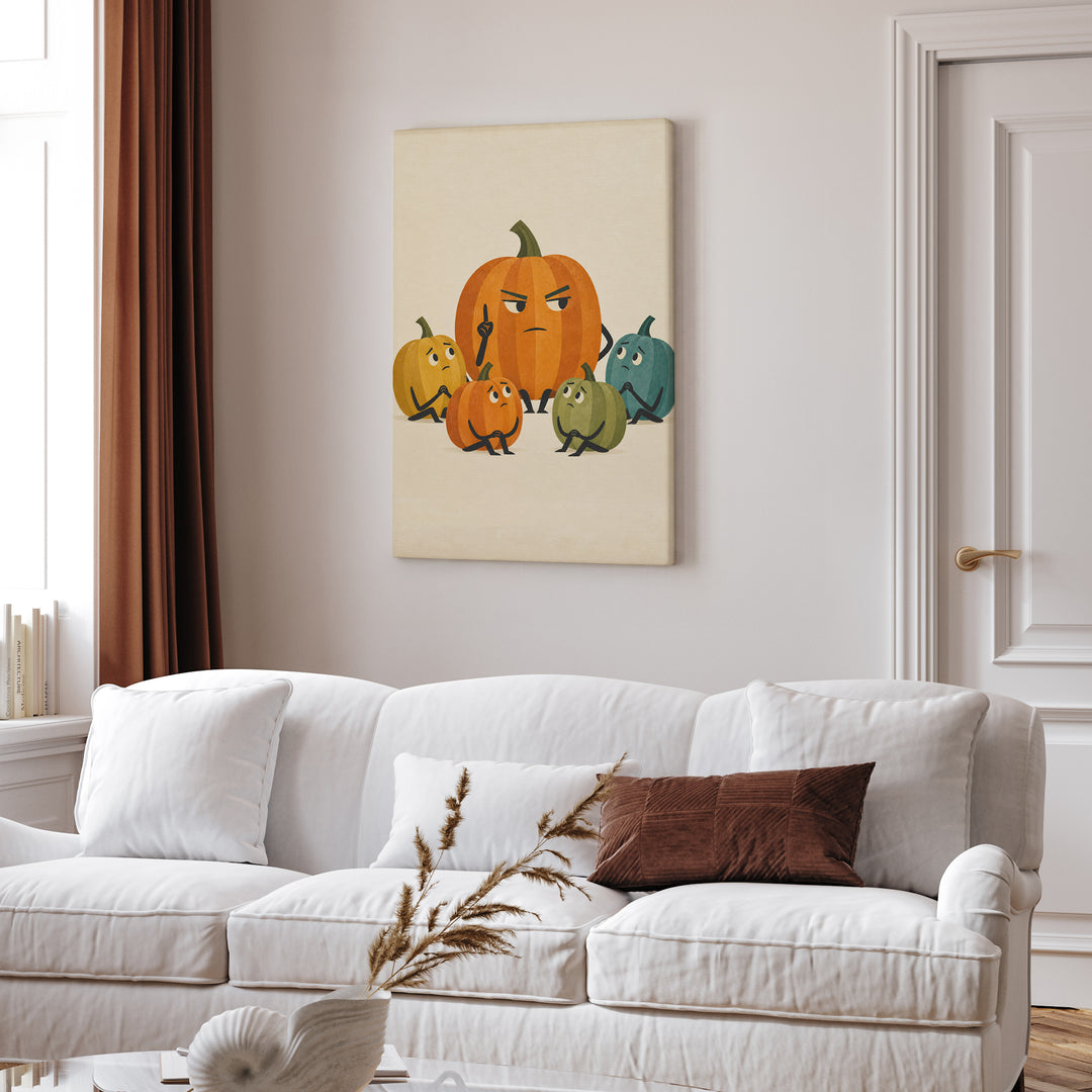 Pumpkin Committee, Mid Century – Mid Century Modern Art with a Geometric Gourd Group – Canvas Wall Art