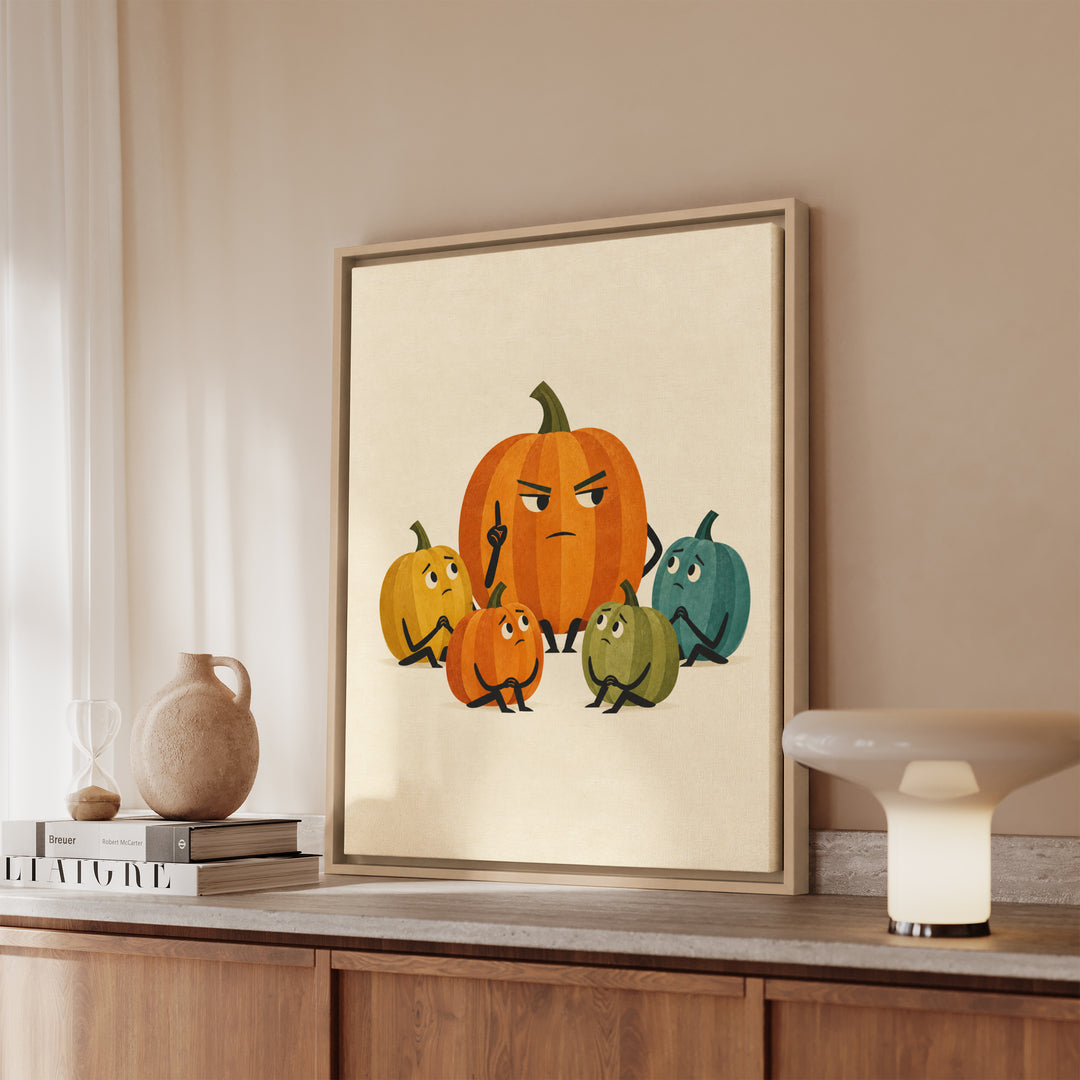 Pumpkin Committee, Mid Century – Mid Century Modern Art with a Geometric Gourd Group – Canvas / Framed Canvas