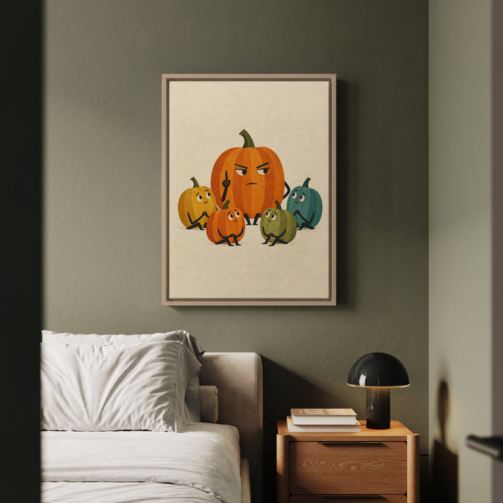 Pumpkin Committee, Mid Century – Mid Century Modern Art with a Geometric Gourd Group – Canvas / Framed Canvas