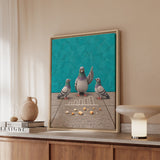 Crumb Economist – Pigeon Wall Art with a Sidewalk Chalk Diagram – Framed Canvas Wall Art