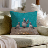 Crumb Economist – Pigeon Decor with a Sidewalk Chalk Diagram – Throw Pillow