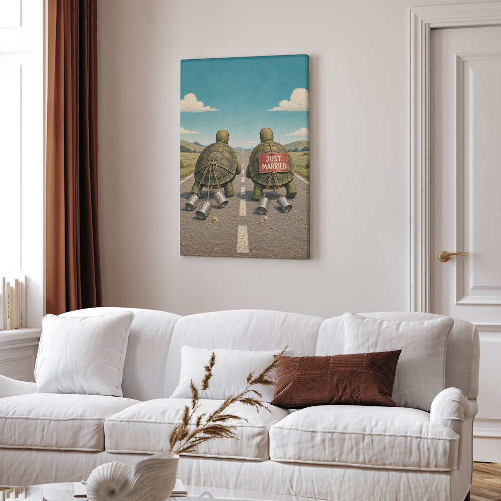 The Long Haul – Turtle Wall Art with Two Turtles on an Open Road – Canvas Wall Art