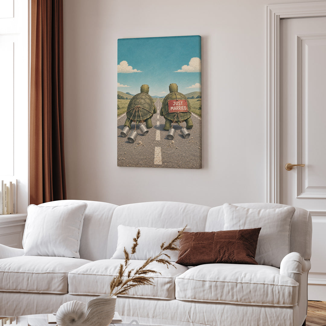 The Long Haul – Turtle Wall Art with Two Turtles on an Open Road – Canvas Wall Art