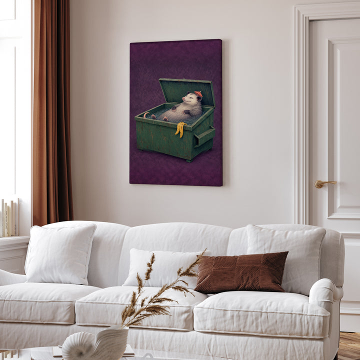 Living My Best Life – Possum Decor with a Blissful Float on Its Back – Canvas Wall Art