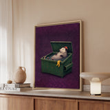 Living My Best Life – Possum Decor with a Blissful Float on Its Back – Framed Canvas Wall Art