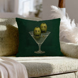 Dirty Martini Society – Espresso Martini Decor with Three Olives in Monocles – Throw Pillow