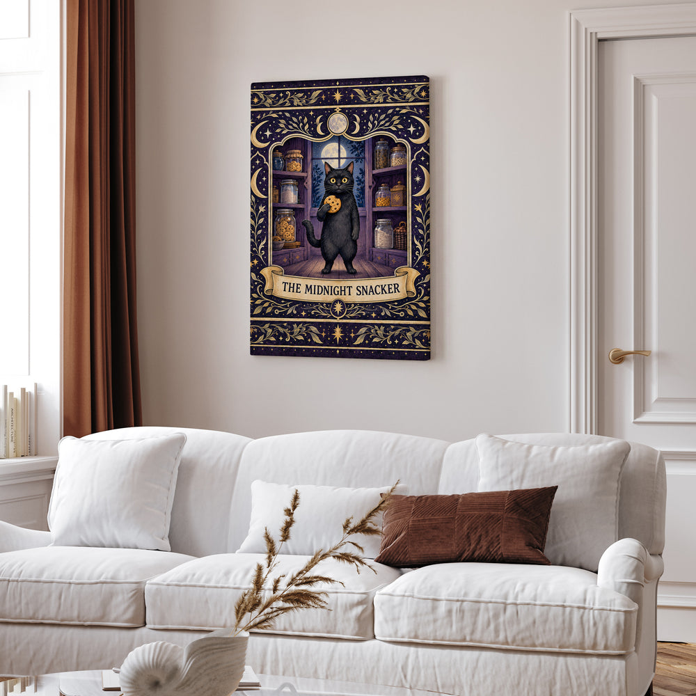 The Midnight Snacker – Tarot Wall Art with an Ornate Hand Drawn Card – Canvas Wall Art