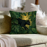 House Panther – Black Cat Decor with a Prowl Through Giant Leaves – Pillow Cover