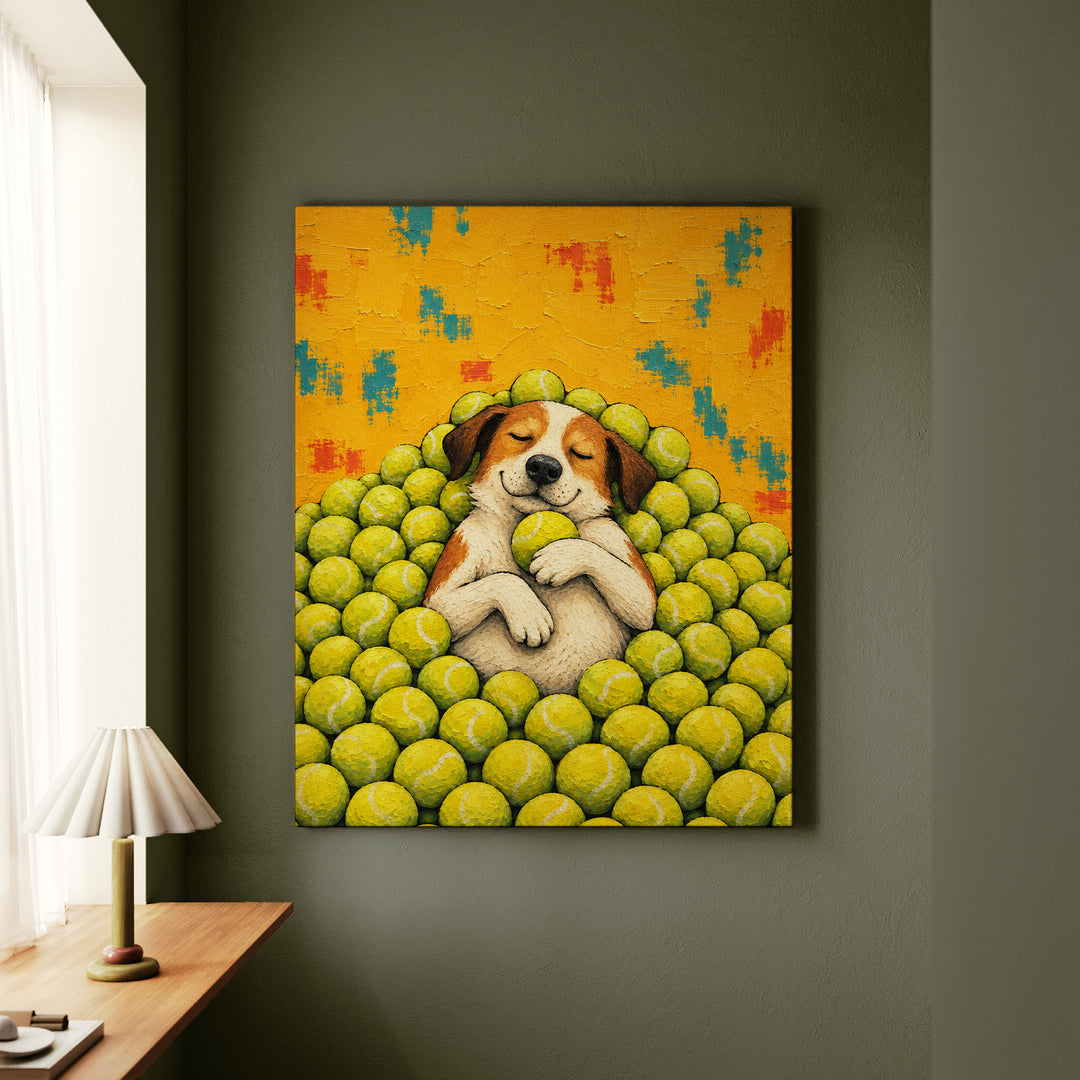 Ball Is Life II – Dog Wall Art with a Tennis Toy Nap – Canvas Wall Art