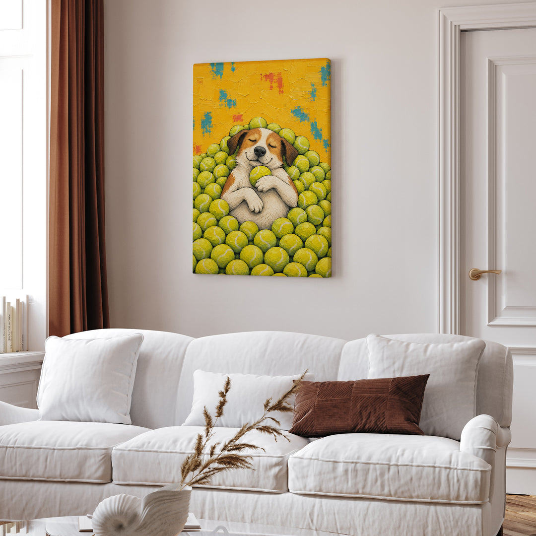 Ball Is Life II – Dog Wall Art with a Tennis Toy Nap – Canvas Wall Art