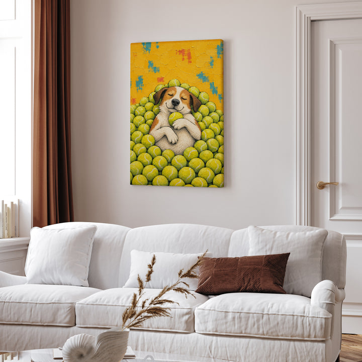 Ball Is Life II – Dog Wall Art with a Tennis Toy Nap – Canvas Wall Art